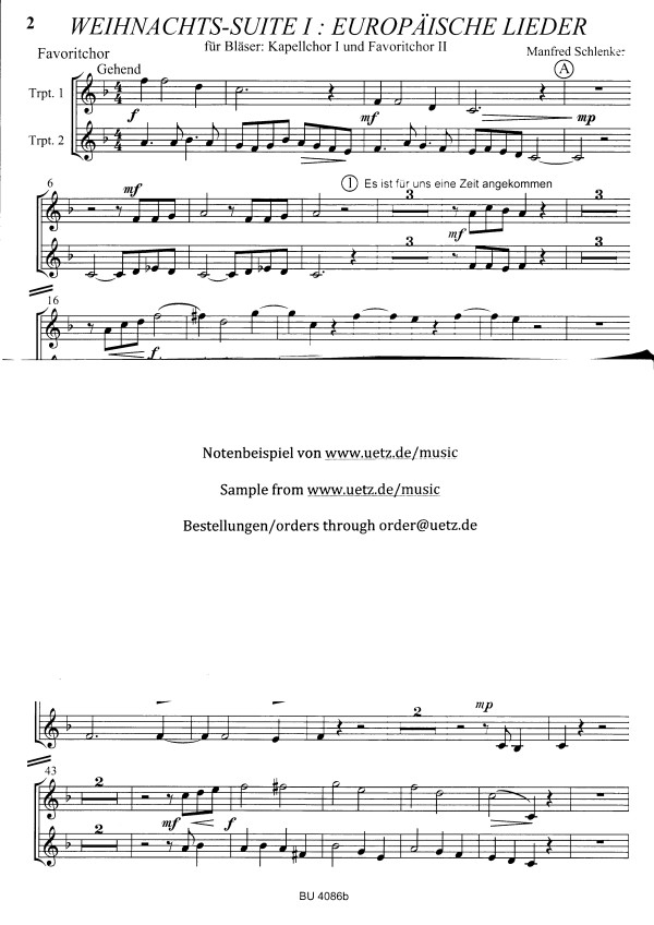 Weihnachtslieder - 3 Suiten für 2 Favorit- und
