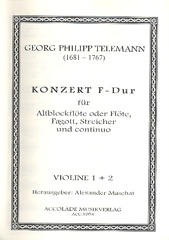 Konzert F-Dur für Altblockflöte (Fl),