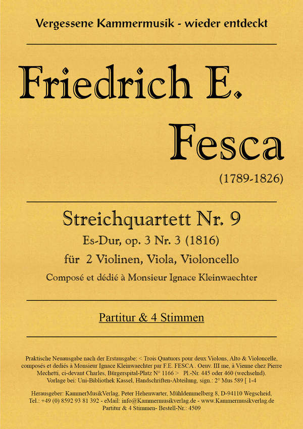 Streichquartett Es-Dur Nr.9 op.3,3