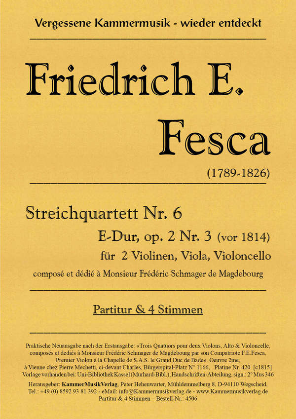 Streichquartett E-Dur Nr.6 op.2,3