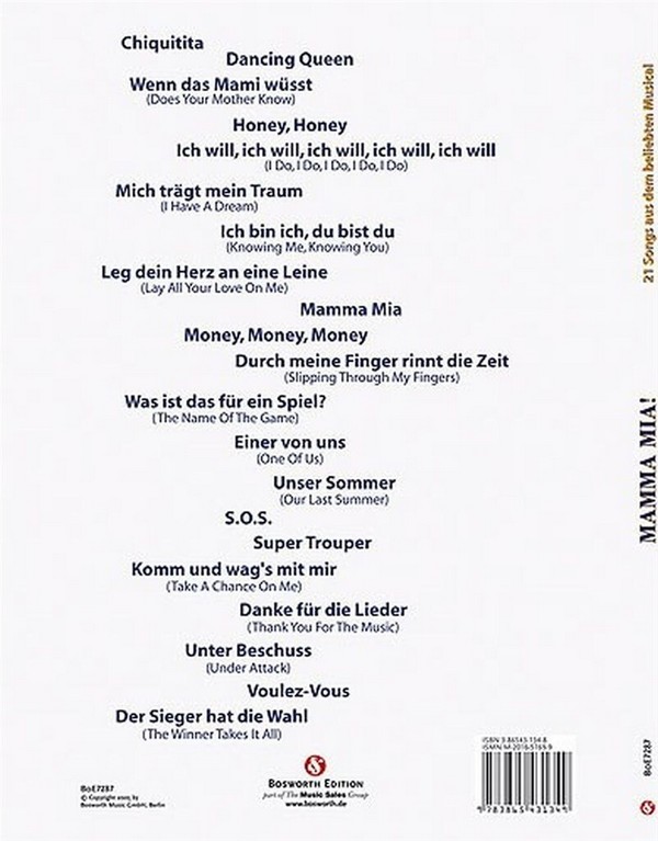 Mamma Mia 21 Songs aus dem beliebten Musical