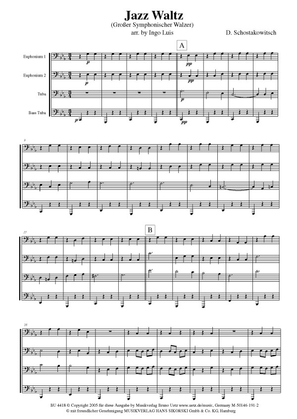 Jazz Waltz für 4 Tuben