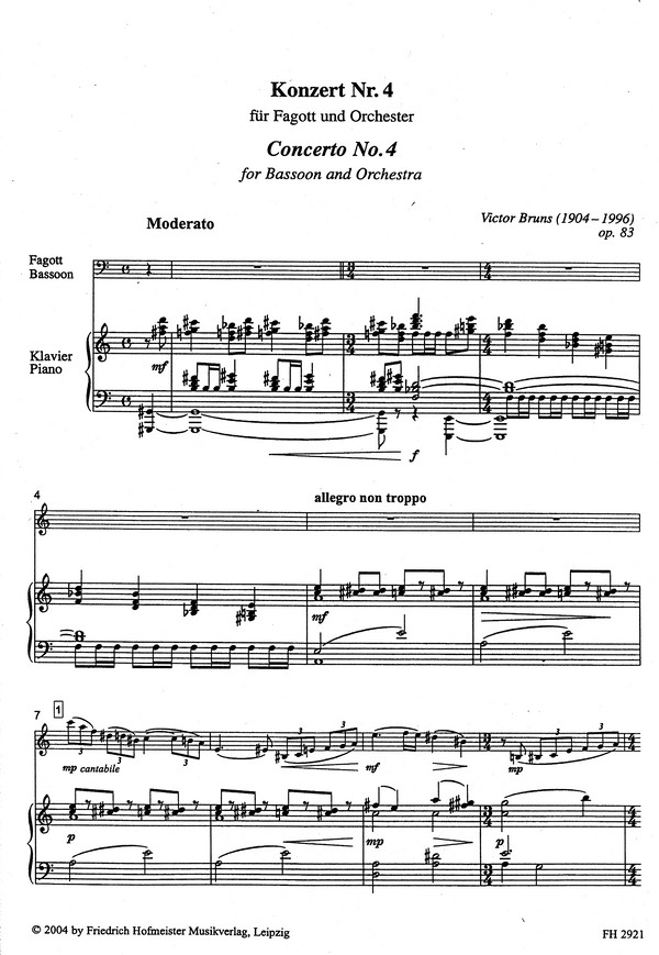 Konzert Nr.4 op.83 für Fagott und Orchester