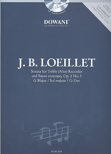 Sonate G-Dur op.1,3 (+CD) für Altblockflöte