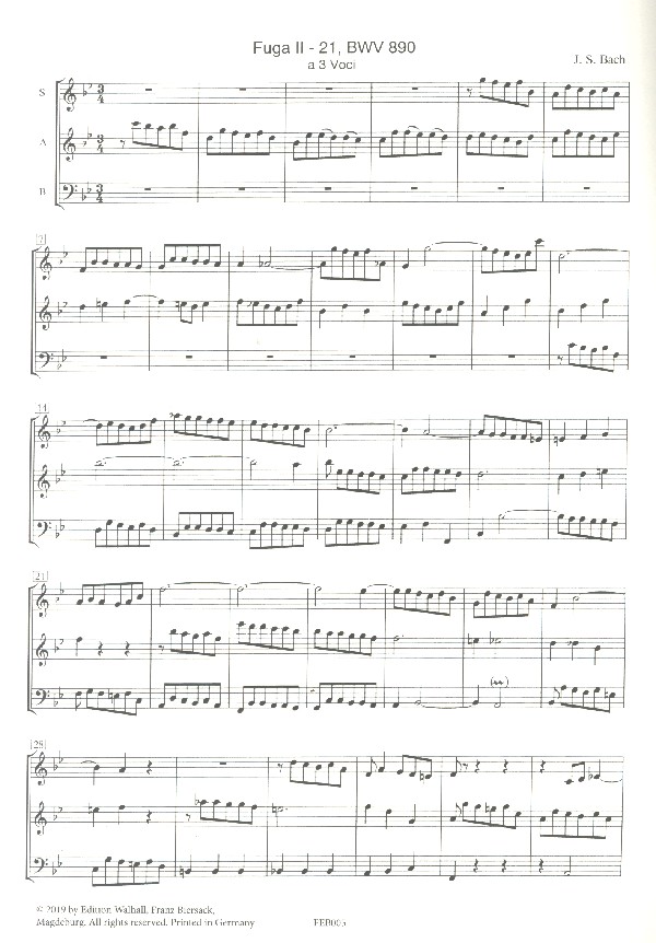 Fuge Nr.21 aus dem Wohltemperierten Klavier 2 BWV890