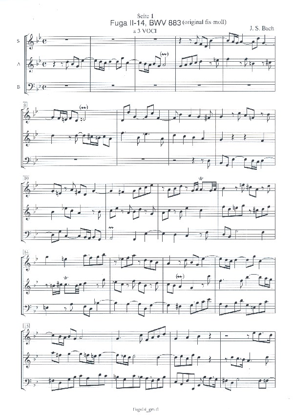 Fuge Nr.14 aus dem Wohltemperierten Klavier 2 BWV883