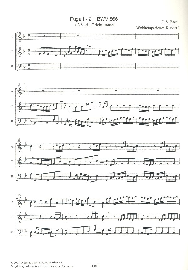 Fuge Nr.21 aus dem Wohltemperierten Klavier 1 BWV866