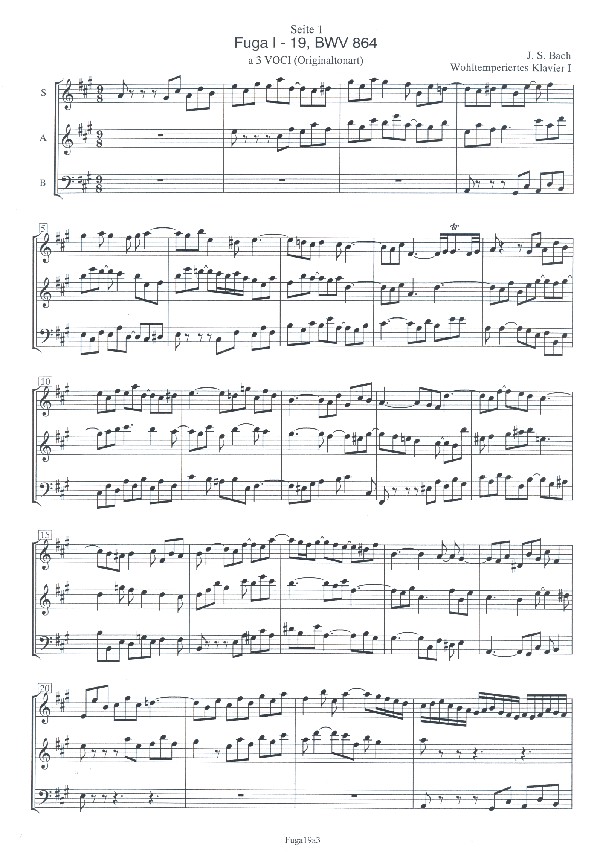 Fuge Nr.19 aus dem Wohltemperierten Klavier 1 BWV864