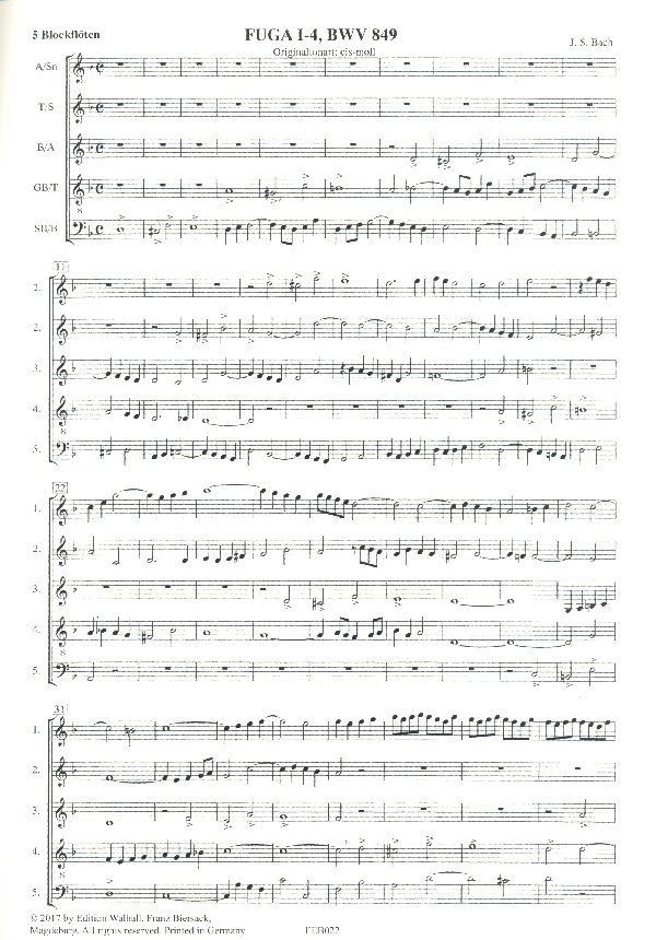 Fuge Nr.4 aus dem Wohltemperierten Klavier 1 BWV849