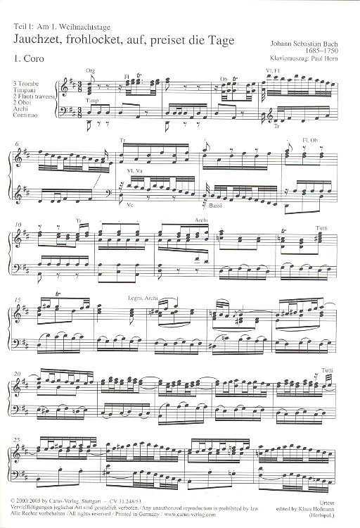 Weihnachtsoratorium BWV248 Kantaten 1-6