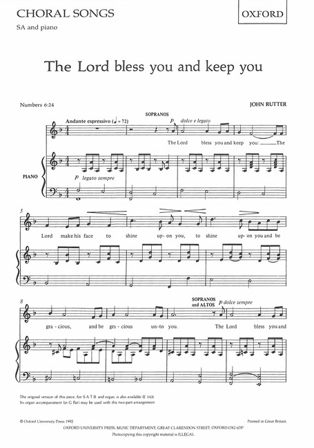 The Lord bless you and keep you