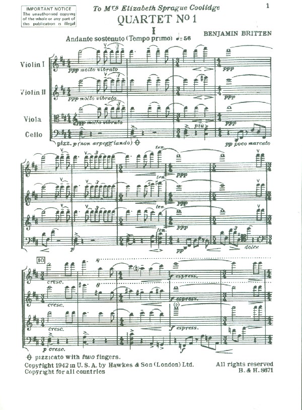 Streichquartett Nr.1 D-Dur op. 25 HPS 31