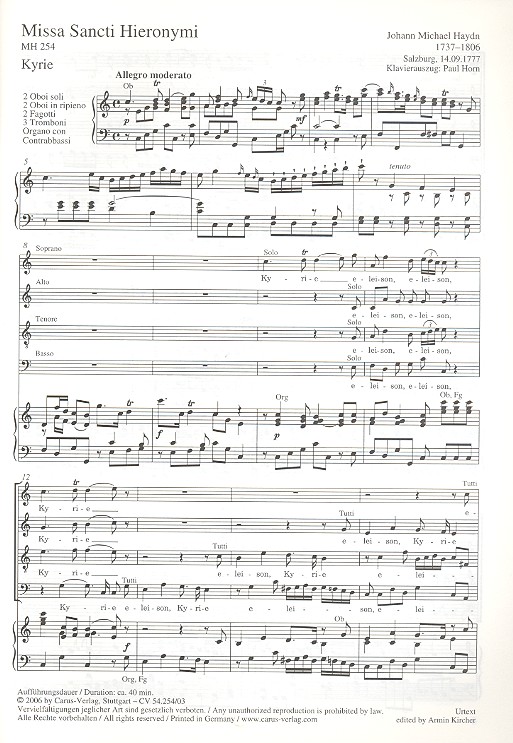Missa Sancti Hieronymi MH254