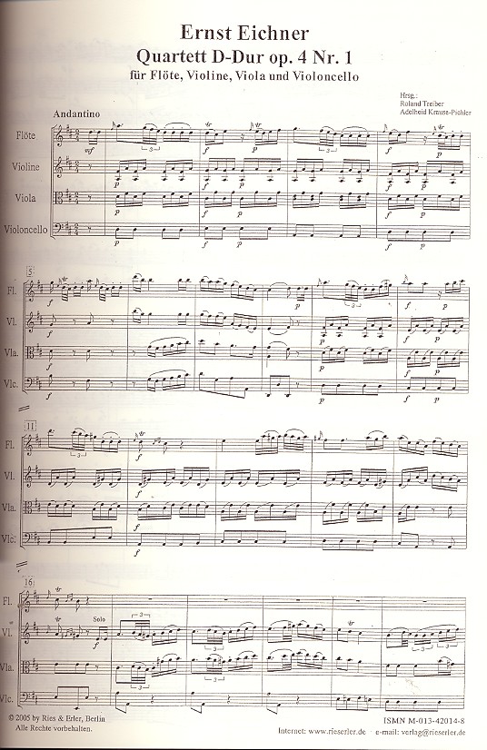6 Quartette op. 4 für Flöte, Violine,