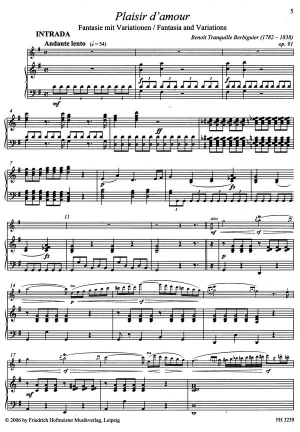 Plaisir d'amour op.91