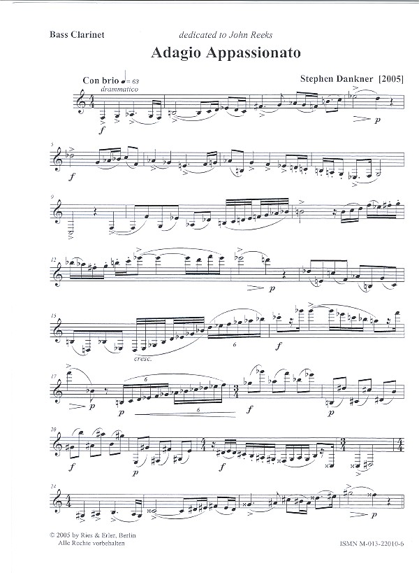 Adagio Appassionato für Bassklarinette
