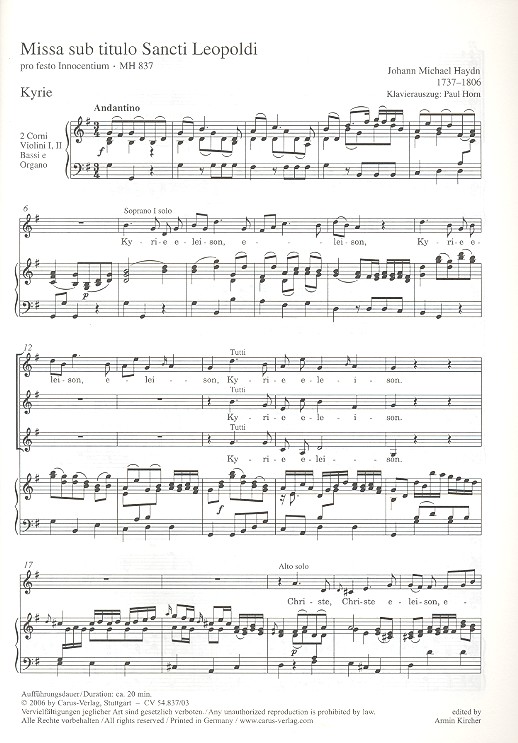 Missa sub Titulo Sancti Leopoldi MH837