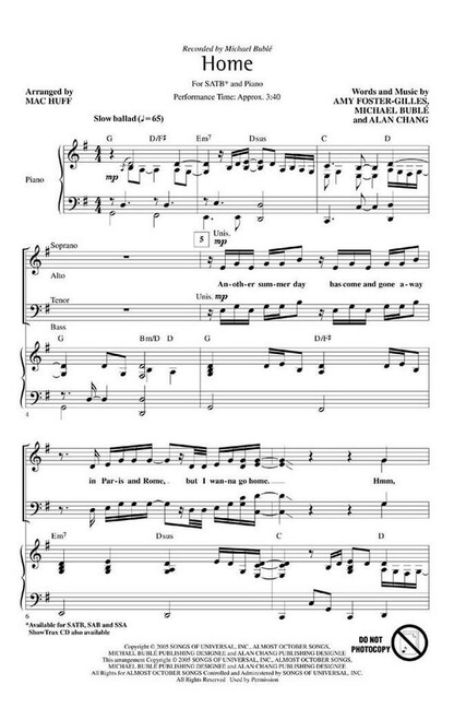 Home for mixed chorus (SATB)