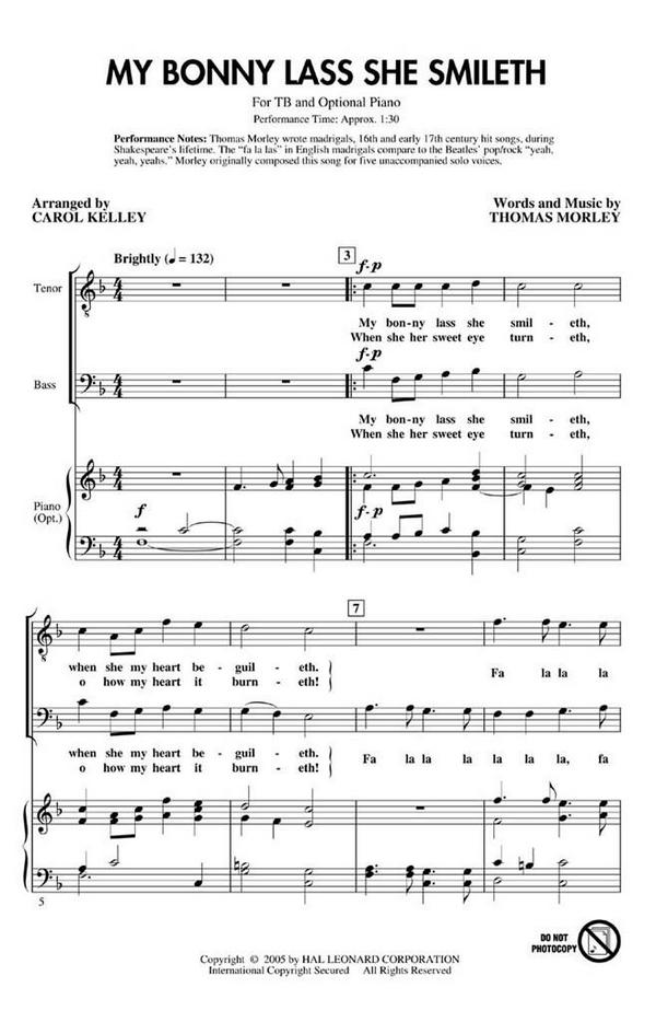 My Bonny lass she smileth for