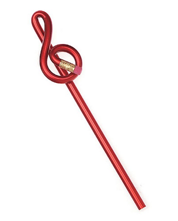 Pencil treble clef red 