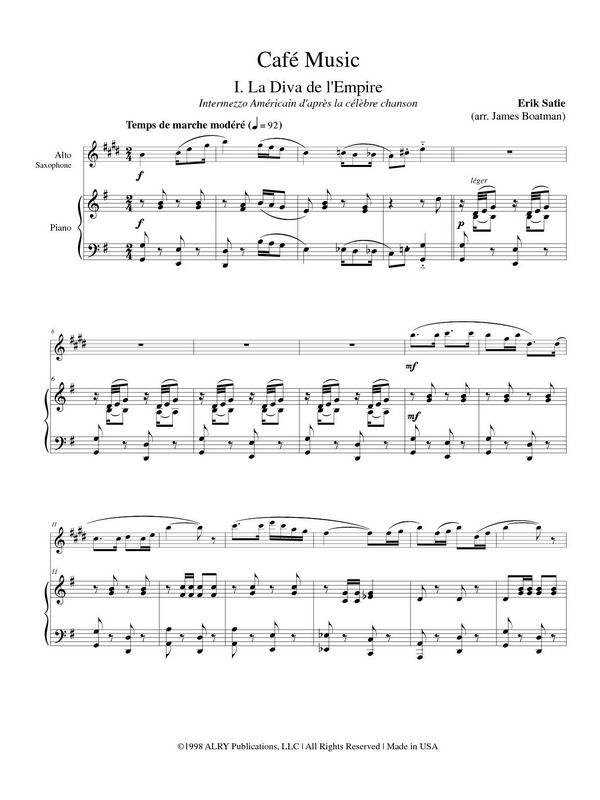 Café Music for alto saxophone and piano