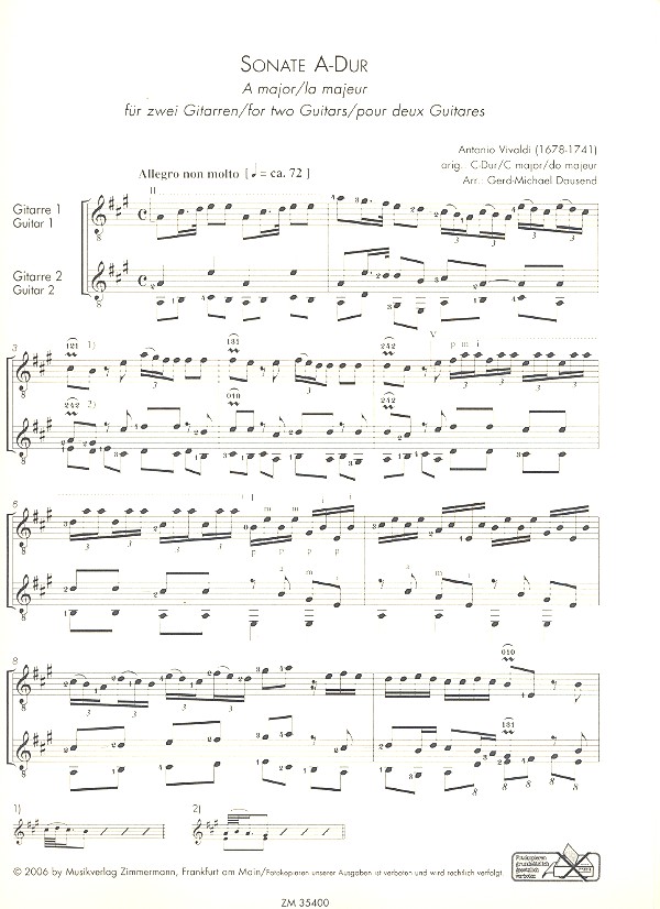Sonate A-Dur (nach dem Trio C-Dur