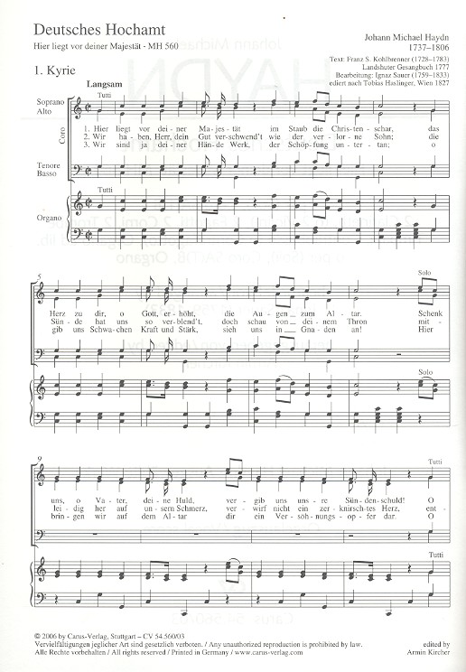 Deutsches Hochamt MH560 für