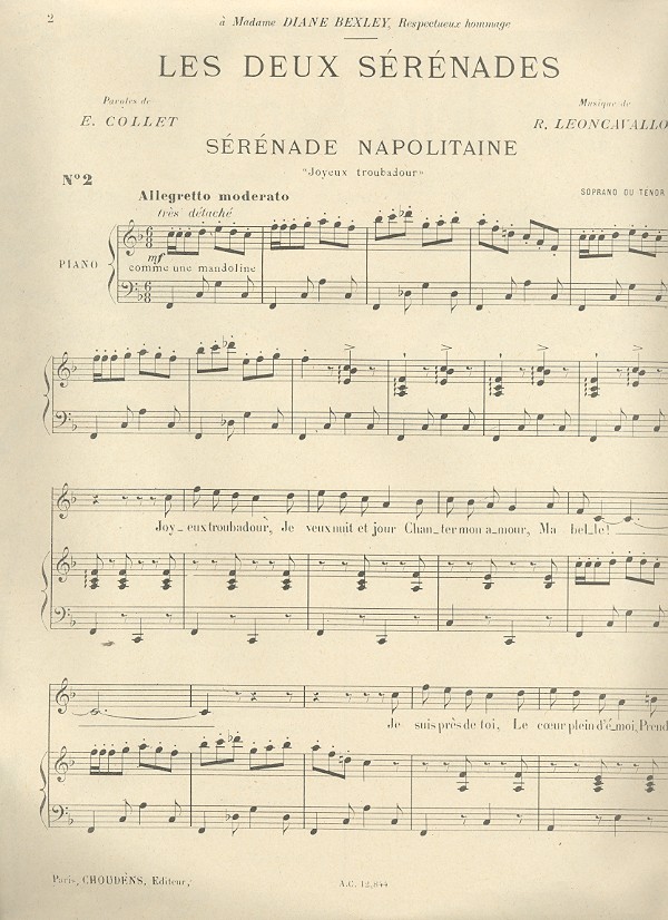 Sérénade Napolitaine pour chant