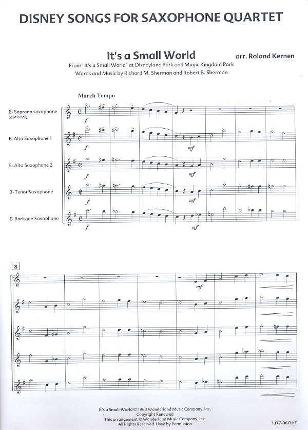 Disney Songs für 4 Saxophone (AATBAR)