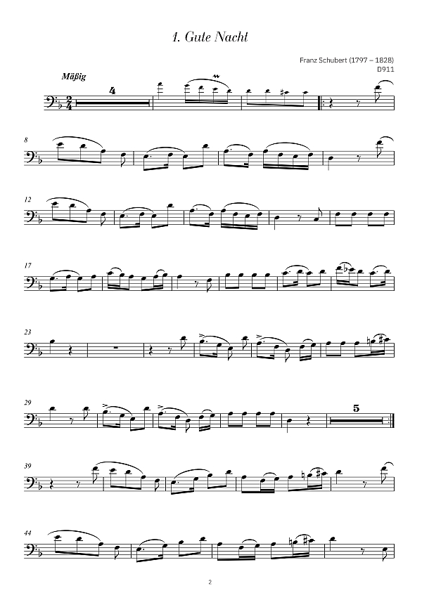 Winterreise op.89 D911 für Violoncello
