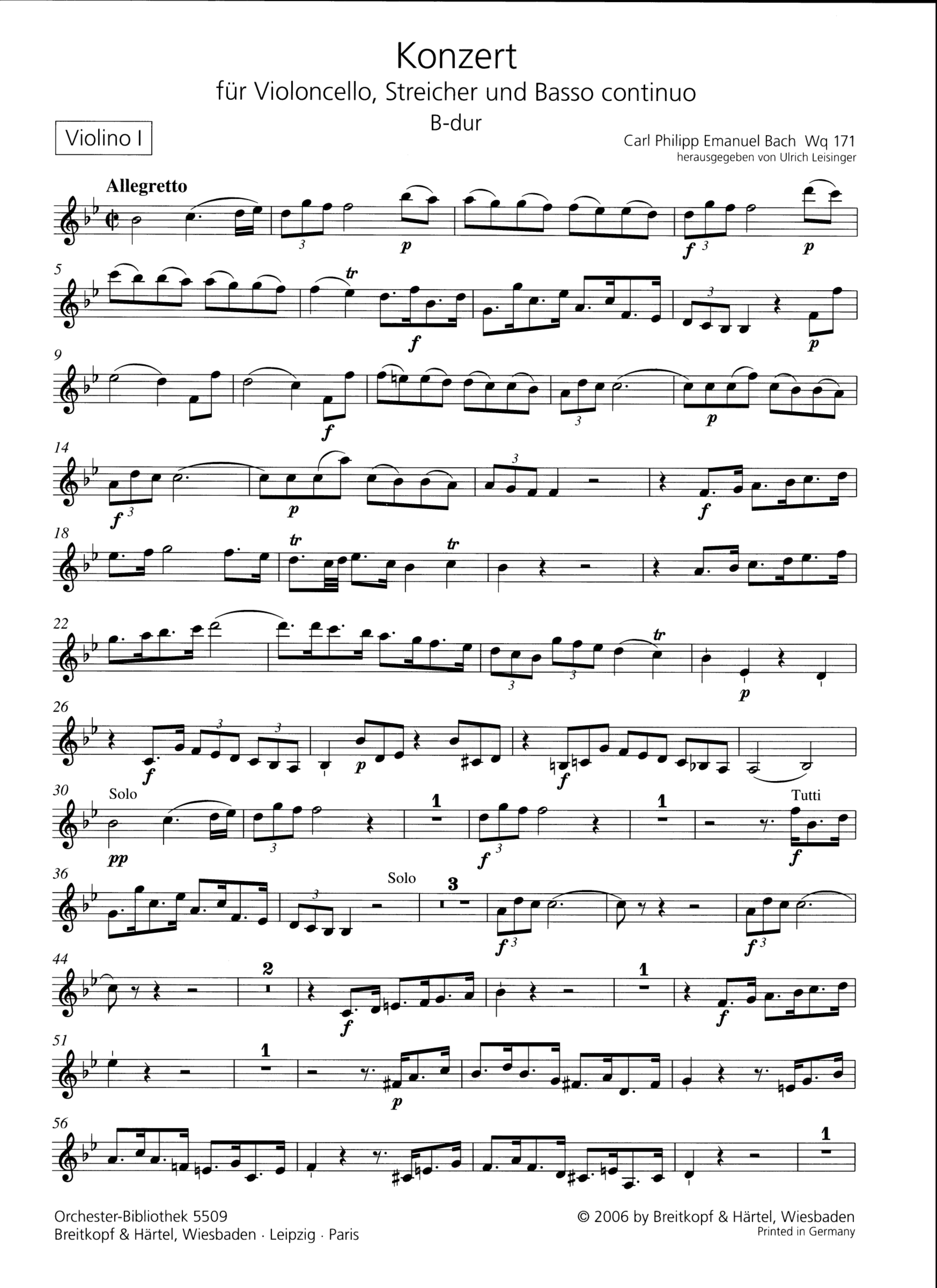Konzert B-Dur Wq171