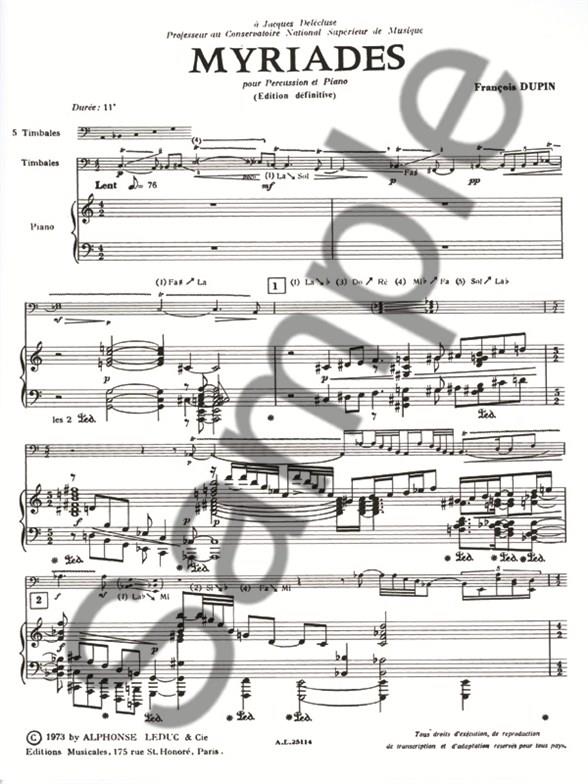 Myriades für Percussion und Klavier