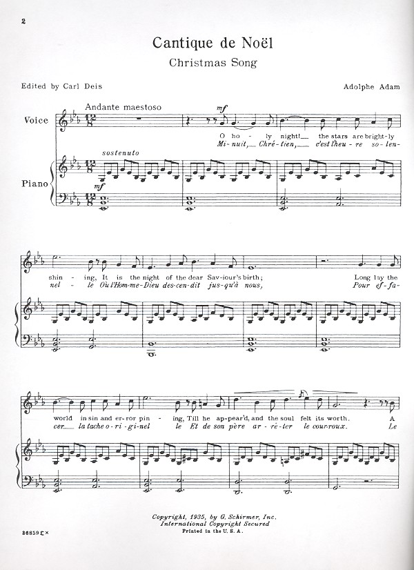 Cantique de Noel for high