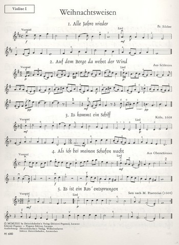 Weihnachtsweisen für Streichquartett