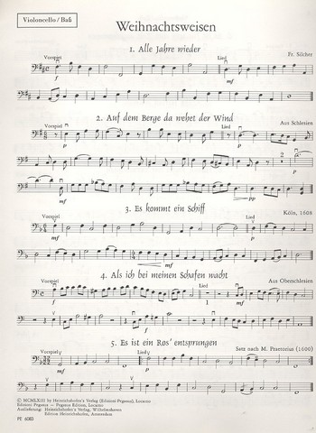 Weihnachtsweisen für Streichquartett