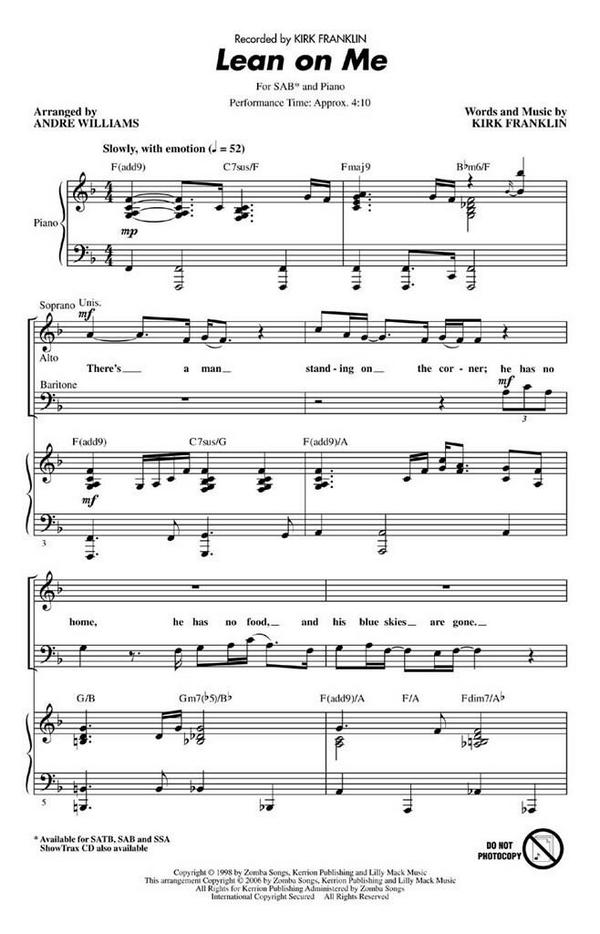 Lean on me for mixed chorus