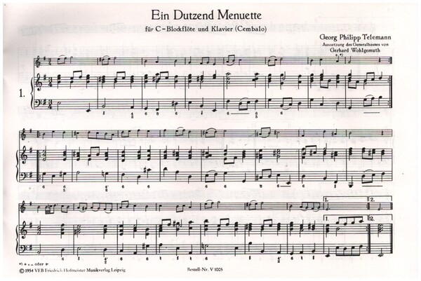 Ein Dutzend Menuette für Sopranblockflöte