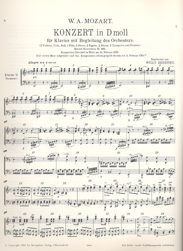 Konzert d-moll KV466 für Klavier und Orchester