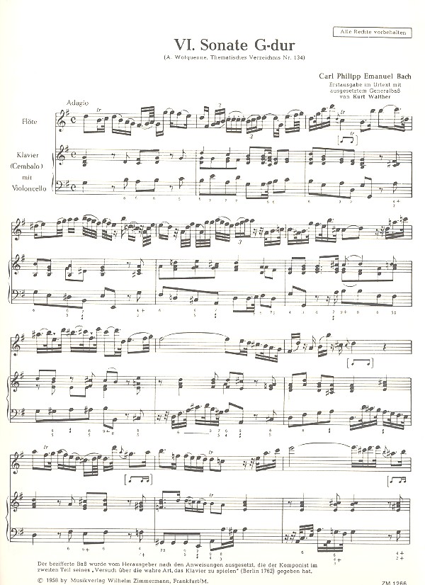 6 Sonaten für Flöte und Bc