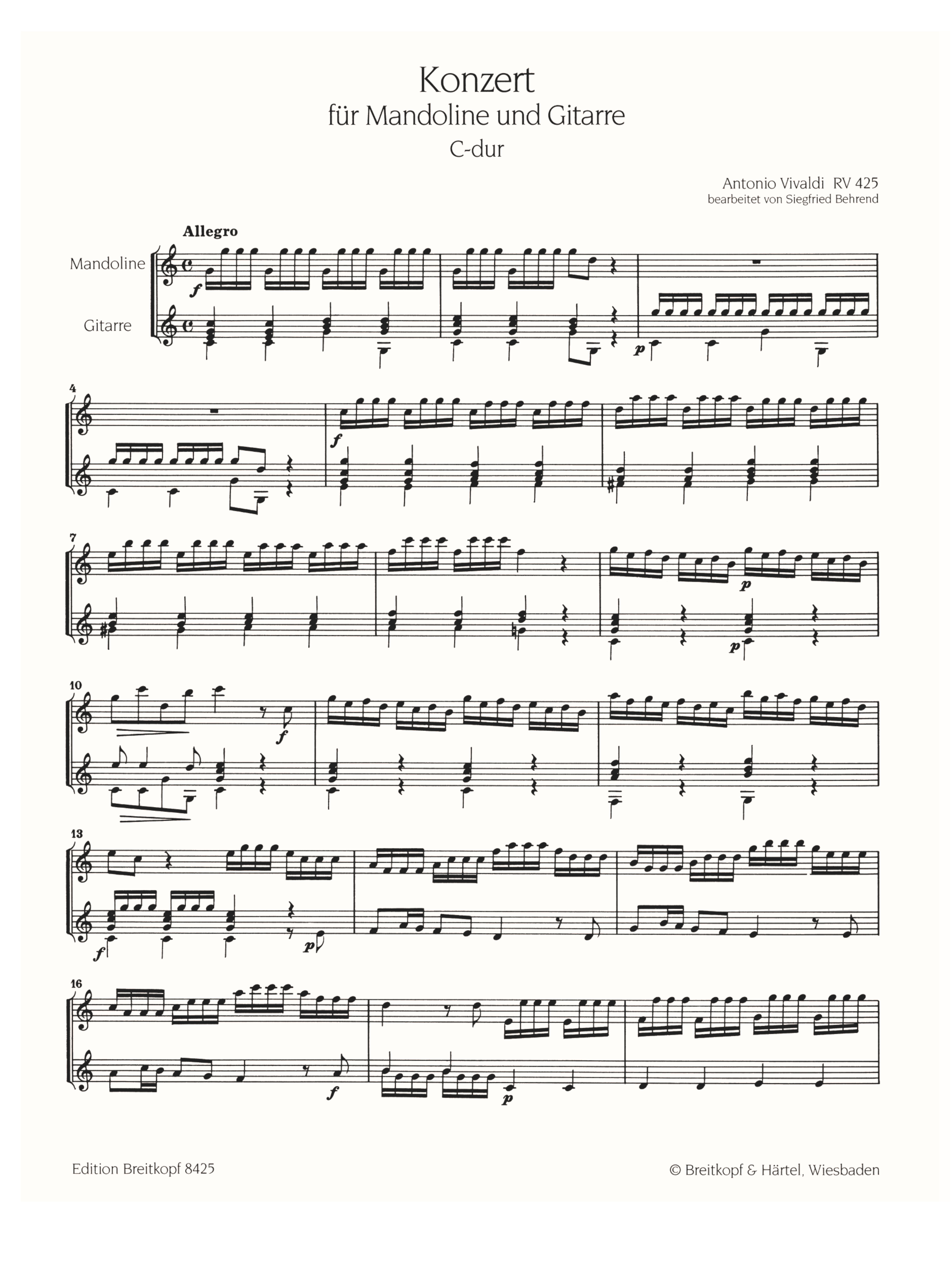 Konzert C-Dur für Mandoline,