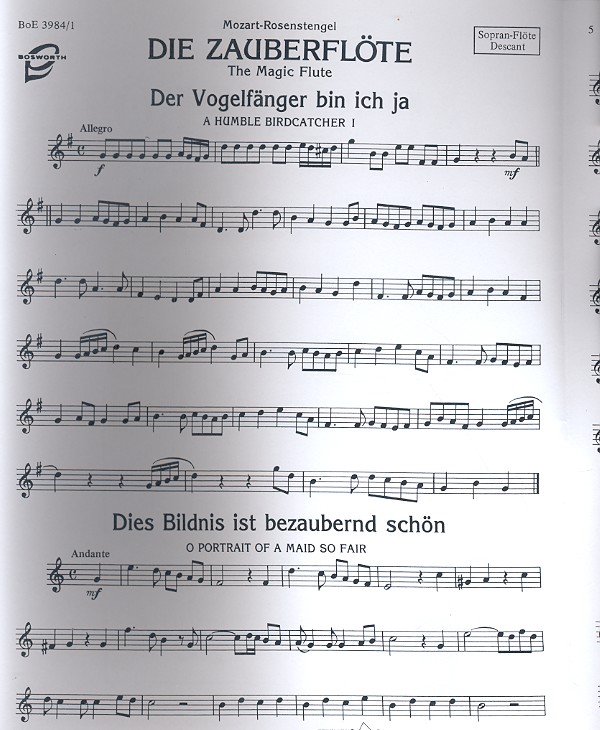 Die Zauberflöte für Blockflötengruppen