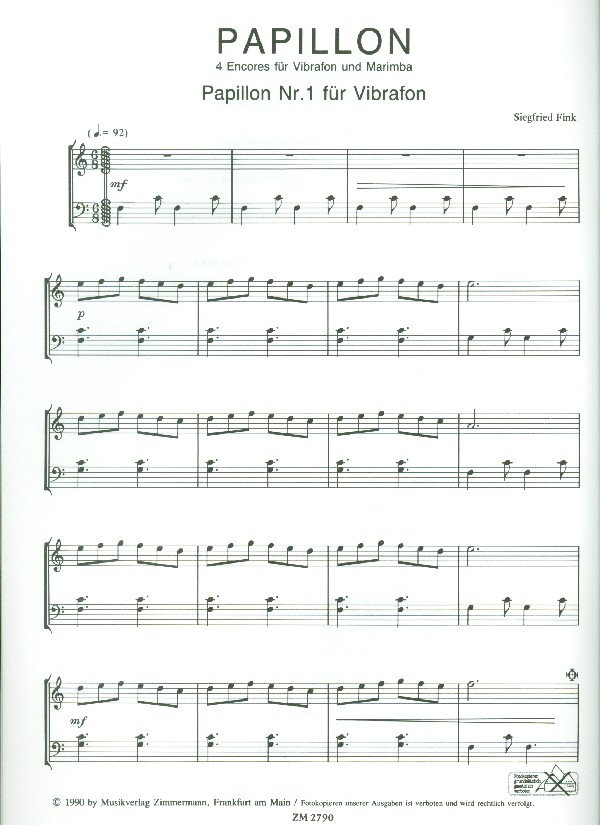 Papillon 4 encores für Vibrafon