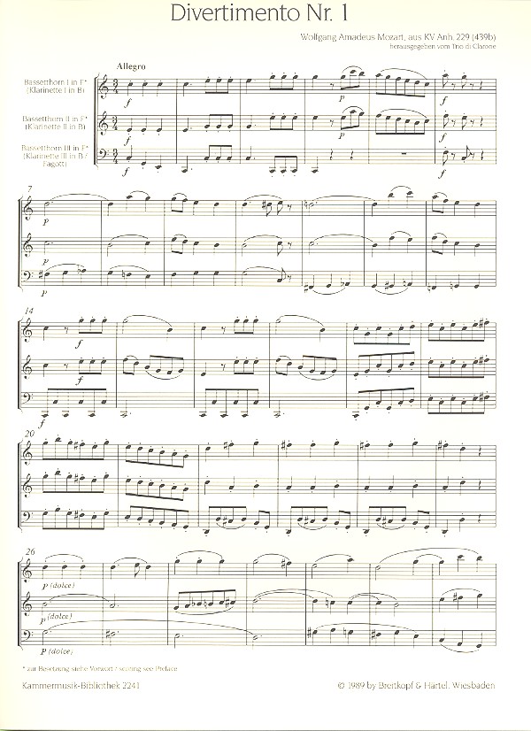 5 Divertimenti KVanh.229 Nr.1