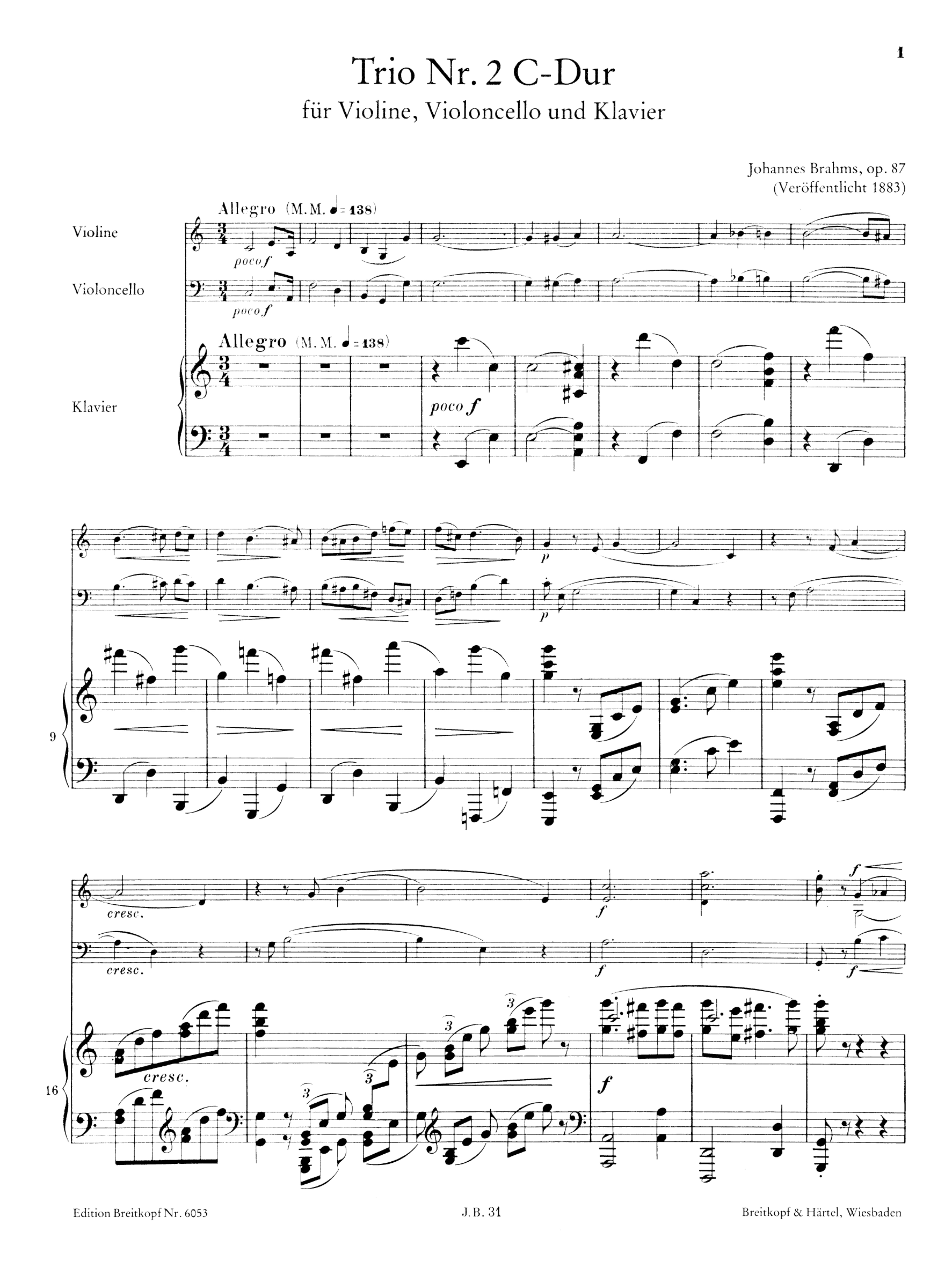 Klaviertrio C-Dur op.87,2