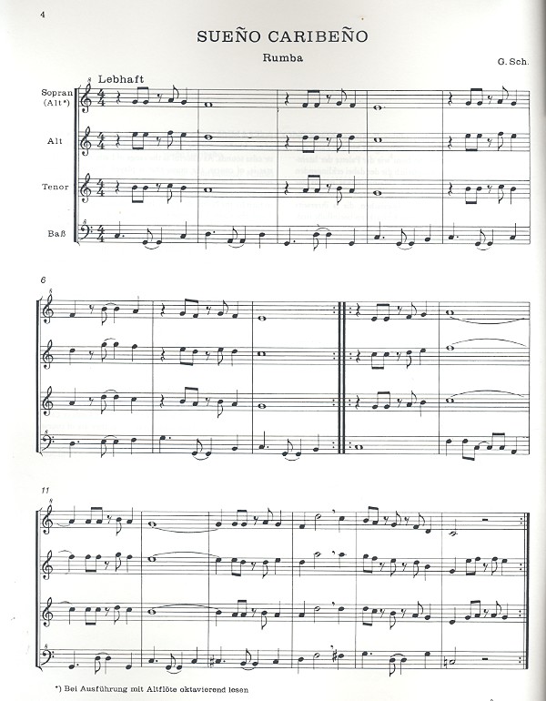 Fiesta latina für 4 Blockfllöten