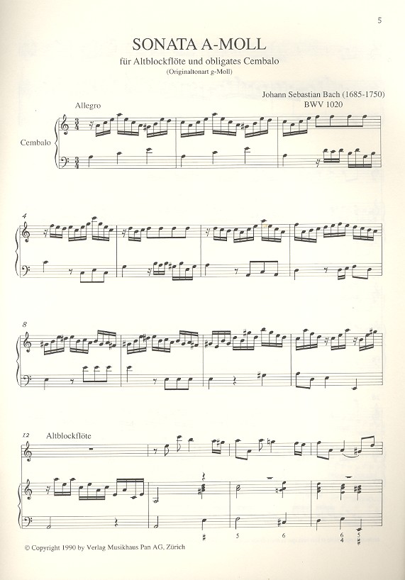 Sonate a-Moll BWV1020