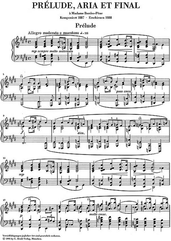 Prélude, Aria et Final