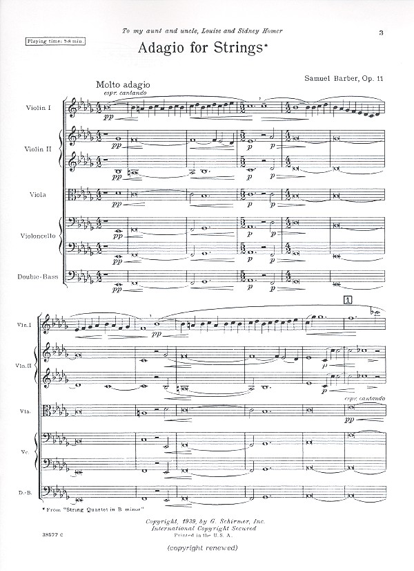 Adagio for Strings op.11 für