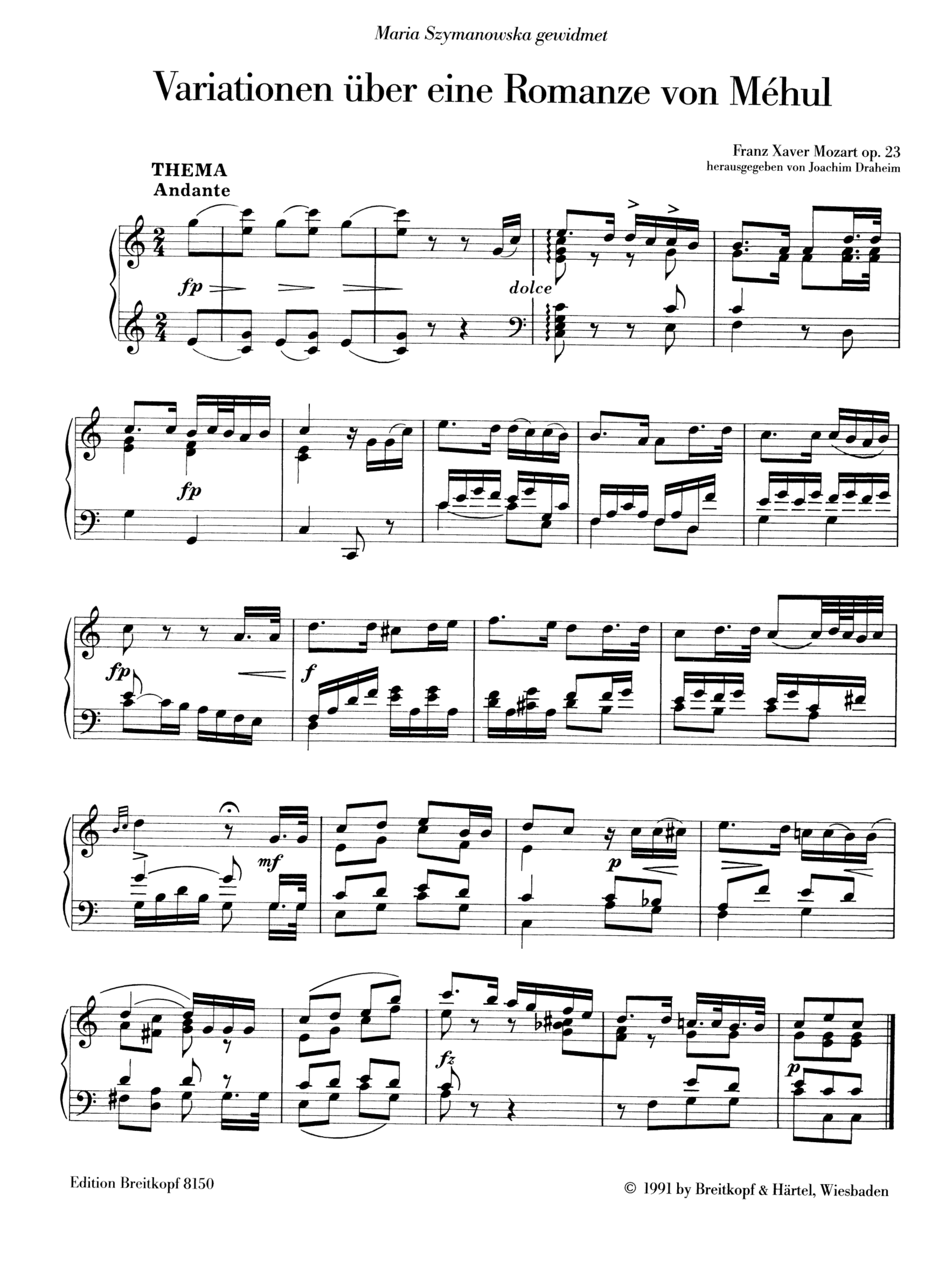 Variationen über eine Romanze von Mehul op.23