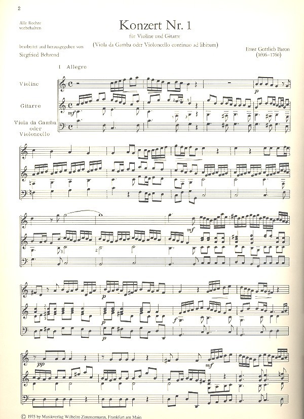Zwei Konzerte für Violine und Gitarre